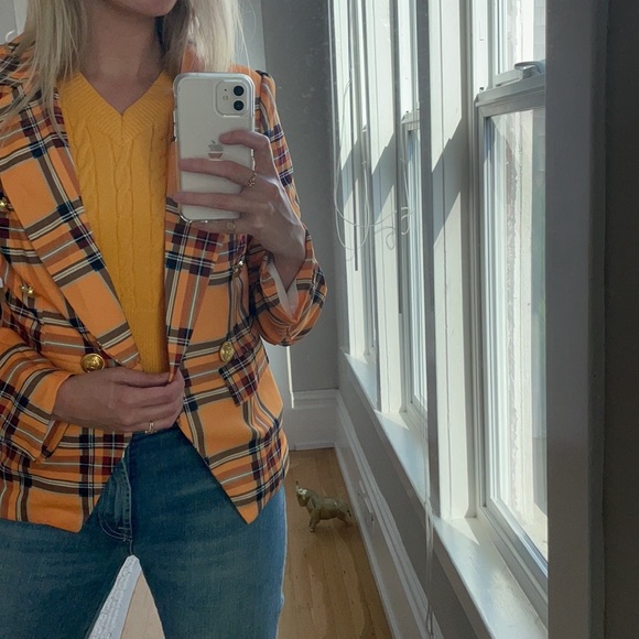 Amazon / Yellow Tartan Blazer / M / New - Picture 1 of 8